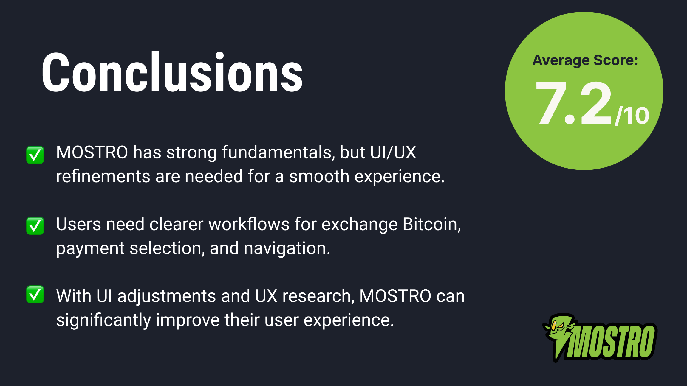 Mostro app interface